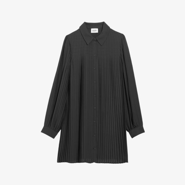 Тканое мини-платье Radia со складками Claudie Pierlot, цвет noir / gris