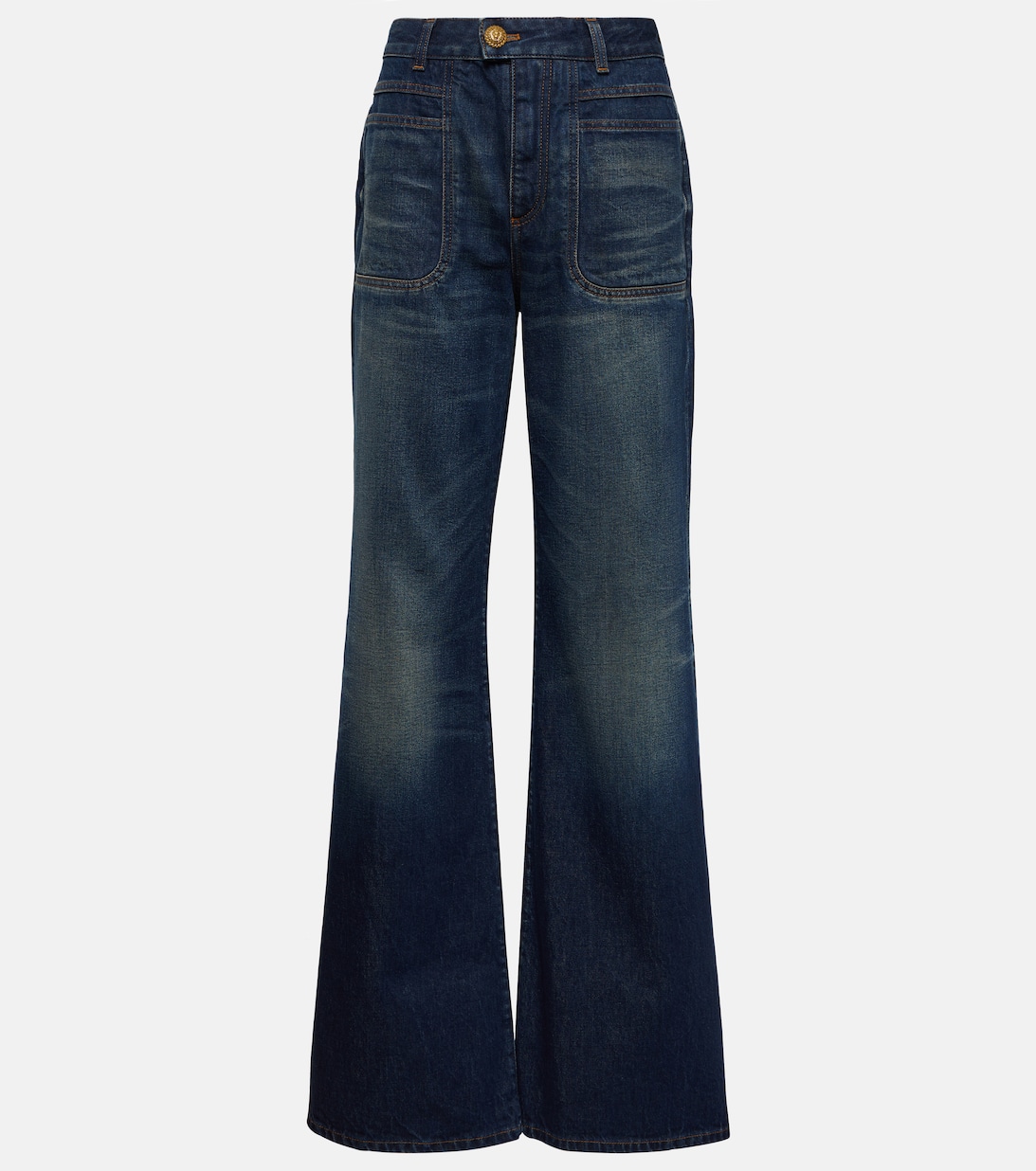 Расклешенные джинсы с высокой посадкой BALMAIN, синий джинсы paige laurel canyon расклешенные с высокой посадкой синий
