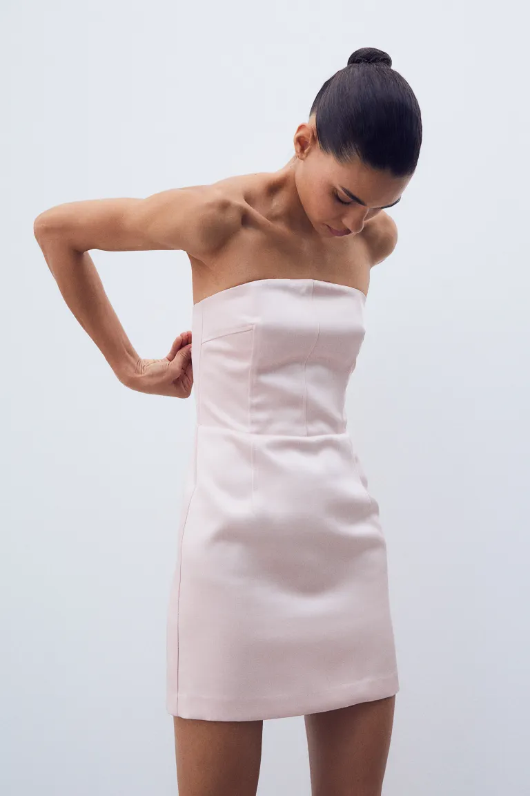 Платье мини-бандо H&M, розовый