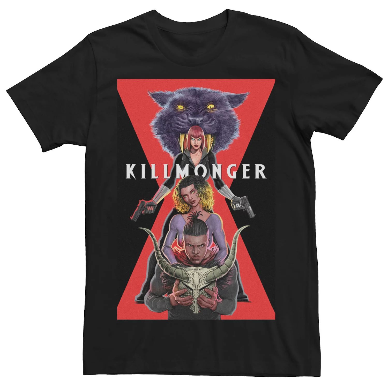 Мужская футболка Marvel Killmonger Black Widow Stack Licensed Character мужская футболка с изображением маски marvel black panther erik killmonger licensed character