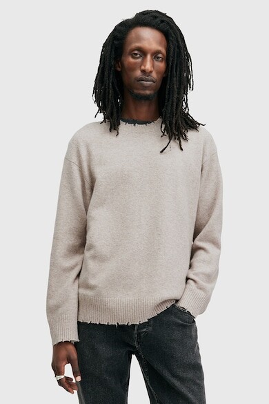 

Шерстяной свитер с заниженными рукавами AllSaints, светло-серый