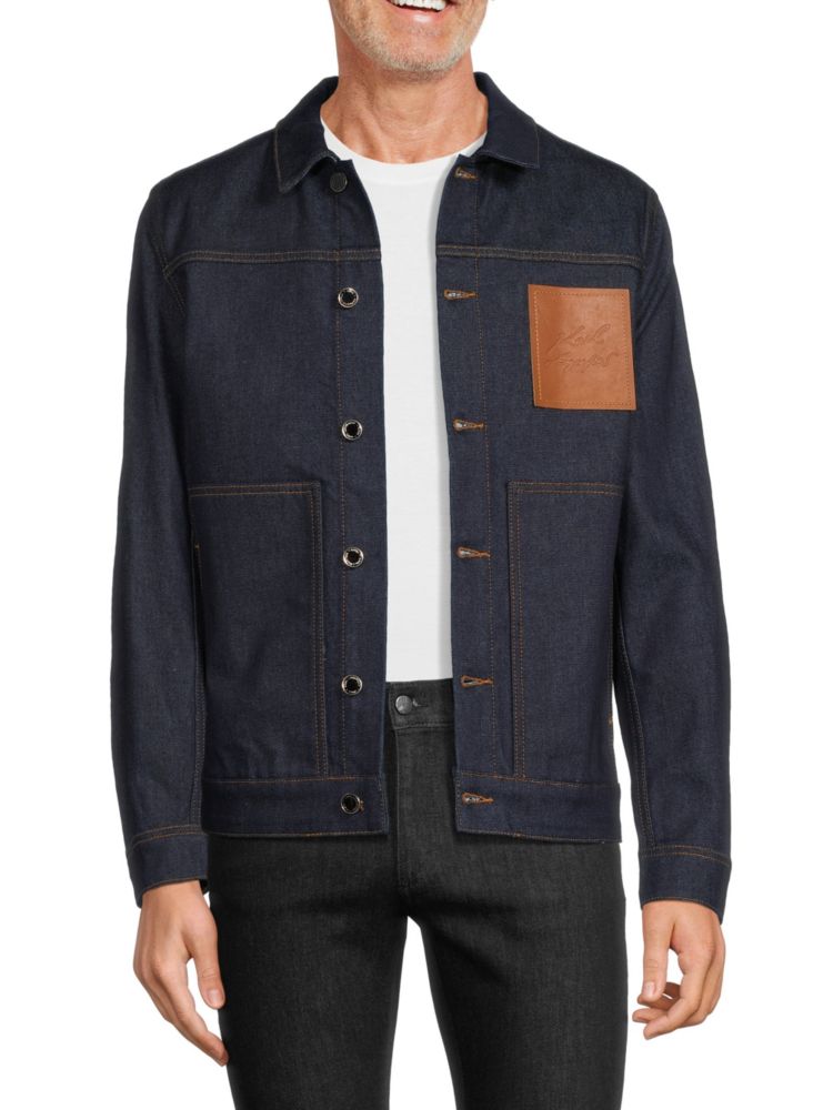 Джинсовая куртка с контрастными швами Karl Lagerfeld Paris, синий джинсовая куртка с контрастными швами zara черный