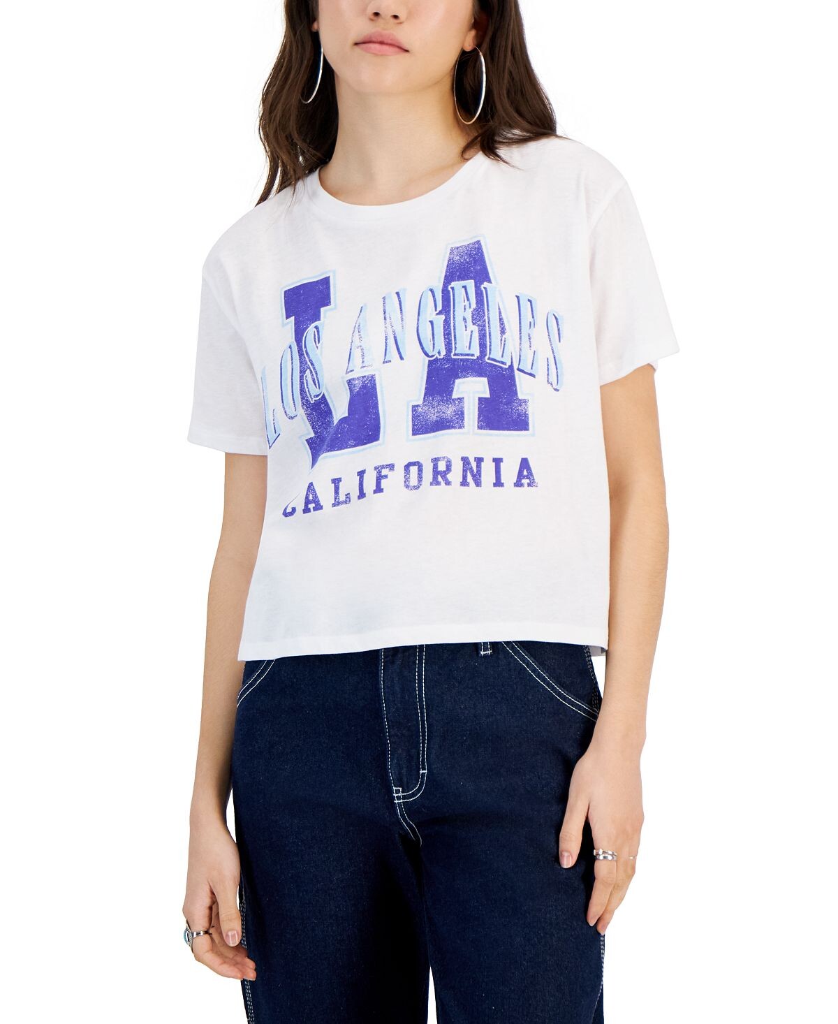 

Укороченная хлопковая футболка с рисунком Los Angeles для юниоров Grayson Threads Black, белый