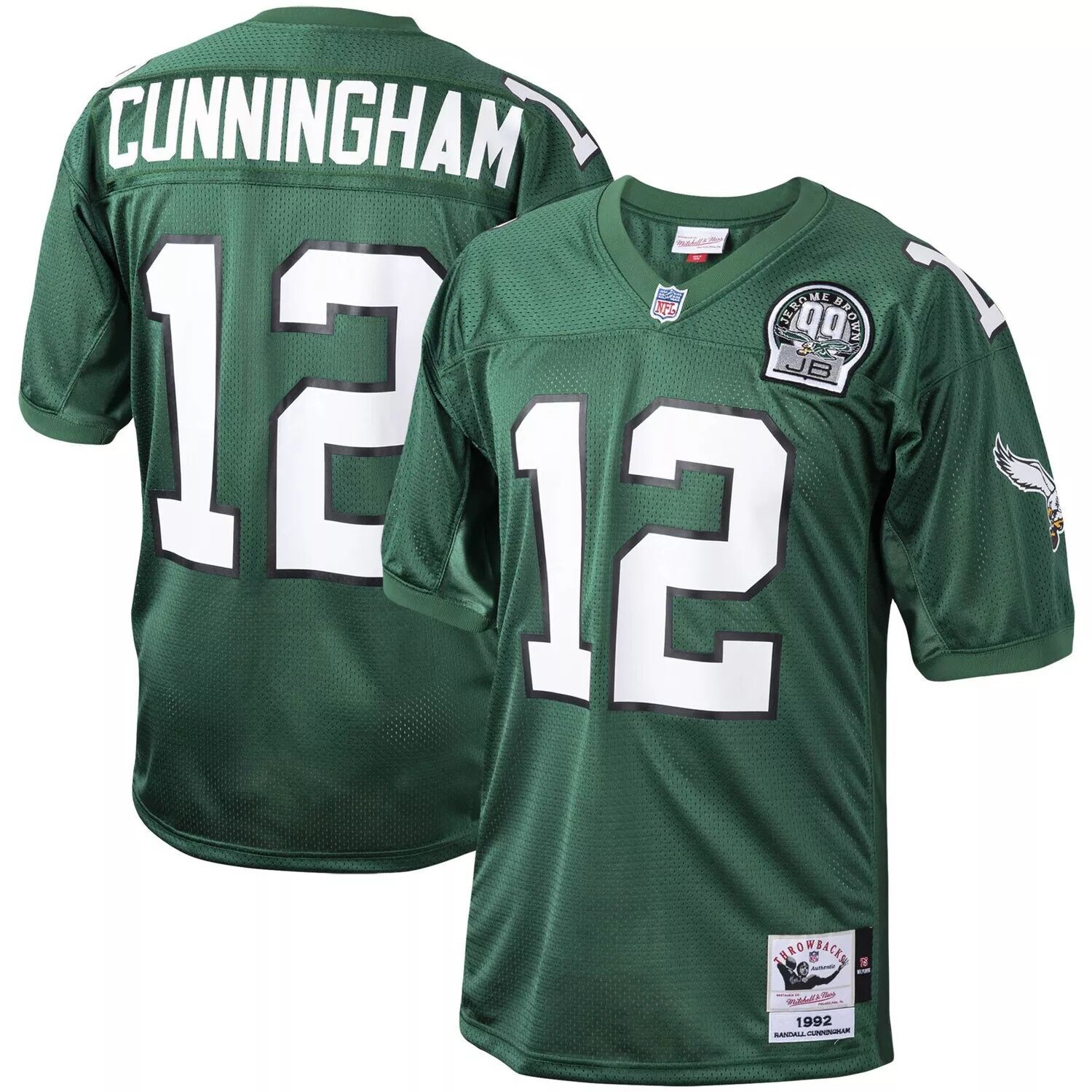 

Мужская футболка Mitchell & Ness Randall Cunningham Kelly Green Philadelphia Eagles 1992 Authentic Throwback вышедшего на пенсию игрока