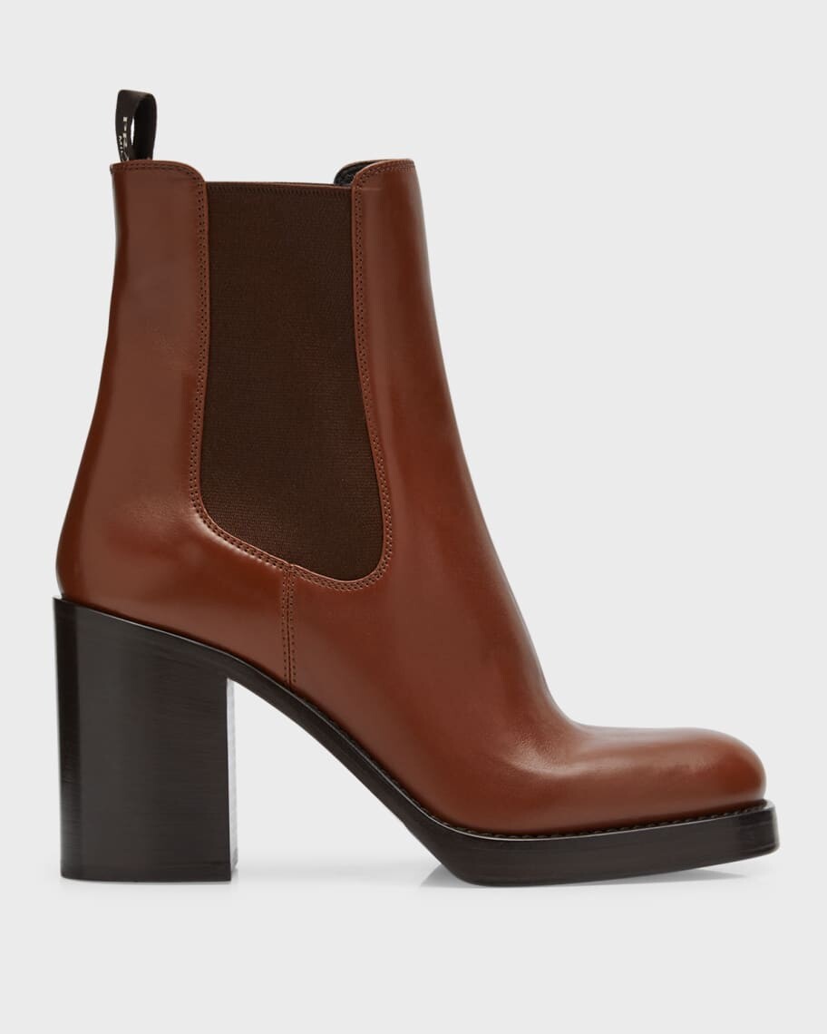 

Кожаные ботинки челси на каблуке Prada