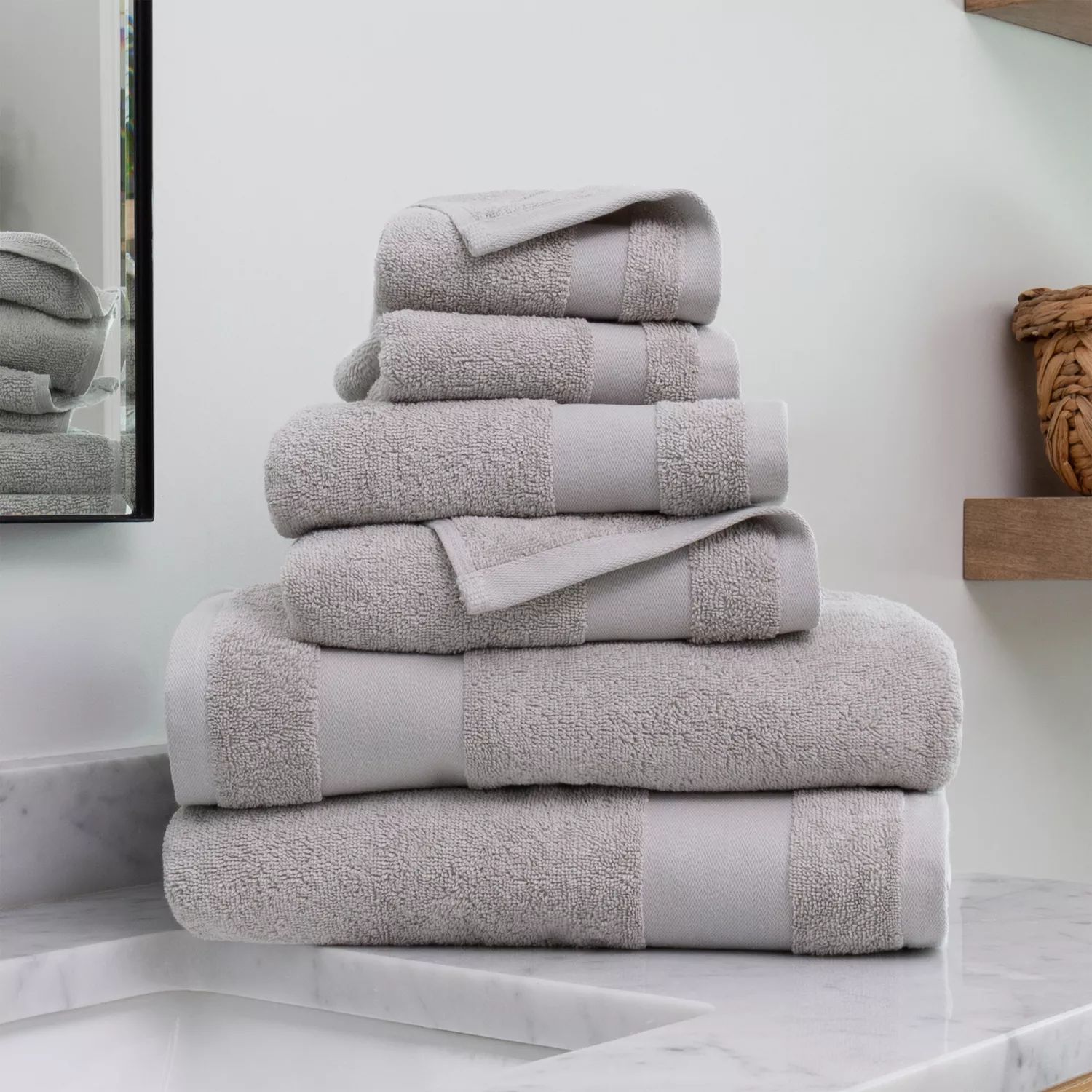 6 упаковок полотенец, 100% хлопок, все необходимое для домашней ванной комнаты, светло-серый полотенца фея комплект для купания