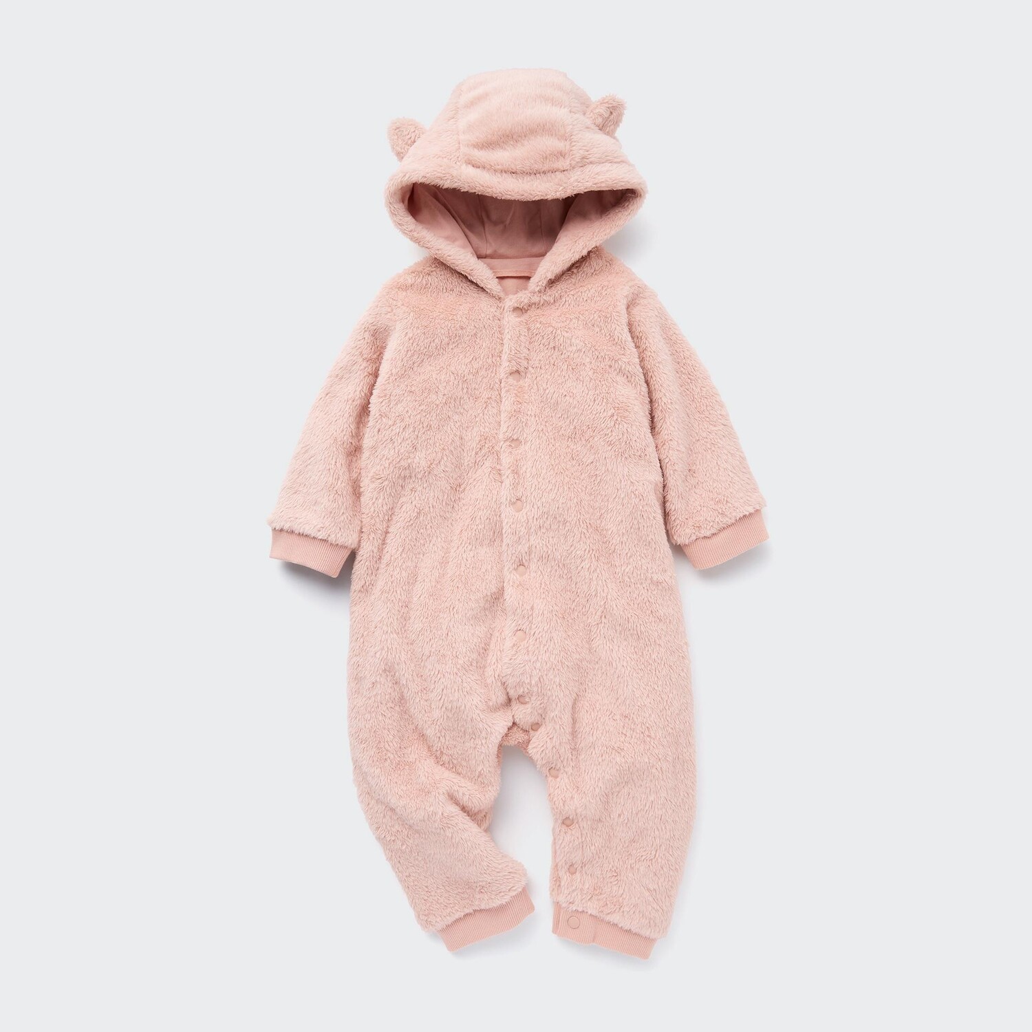 

Сплошной флисовый наряд из пушистой пряжи для новорожденных Uniqlo, розовый