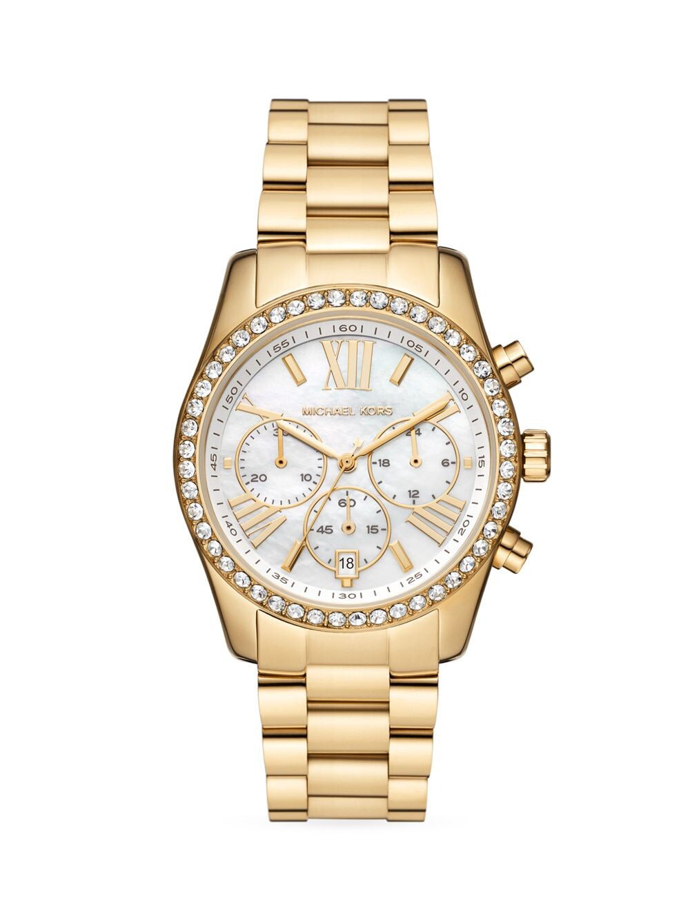 

Часы-браслет Lexington Goldtone, с перламутром и кристаллами Michael Kors, золотой