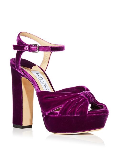 

Женские бархатные босоножки на платформе на высоком каблуке Heloise Jimmy Choo, цвет Purple