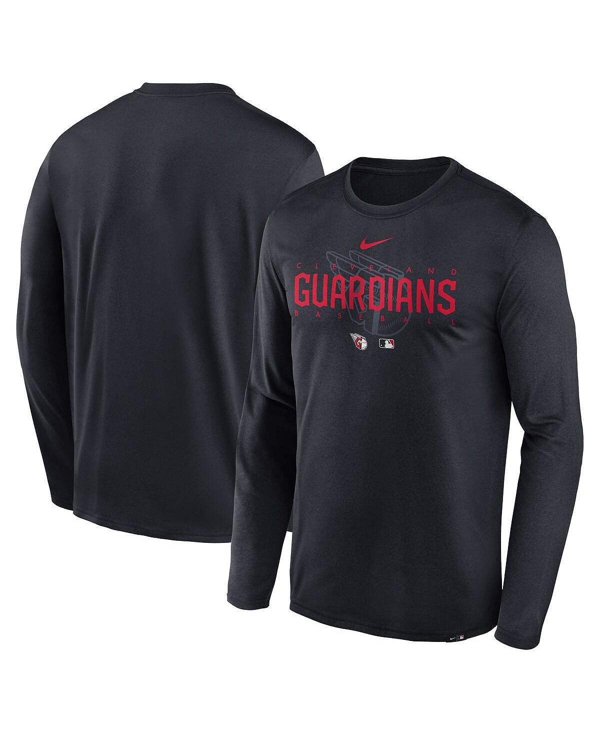 Мужская темно-синяя футболка с длинным рукавом с логотипом команды Cleveland Guardians Authentic Collection Legend Performance Nike