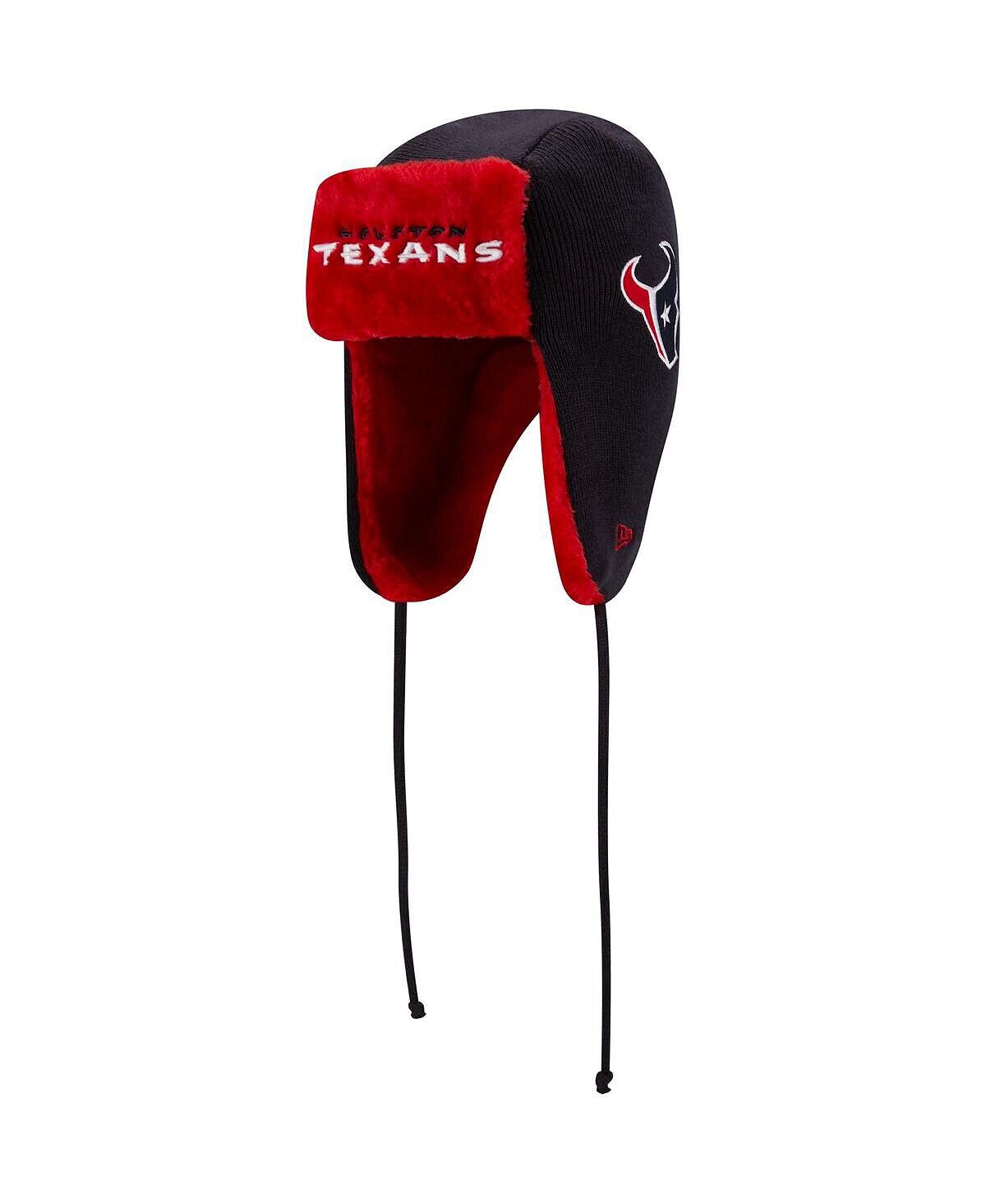 

Мужская темно-синяя вязаная шапка Houston Texans Helmet Head Trapper New Era