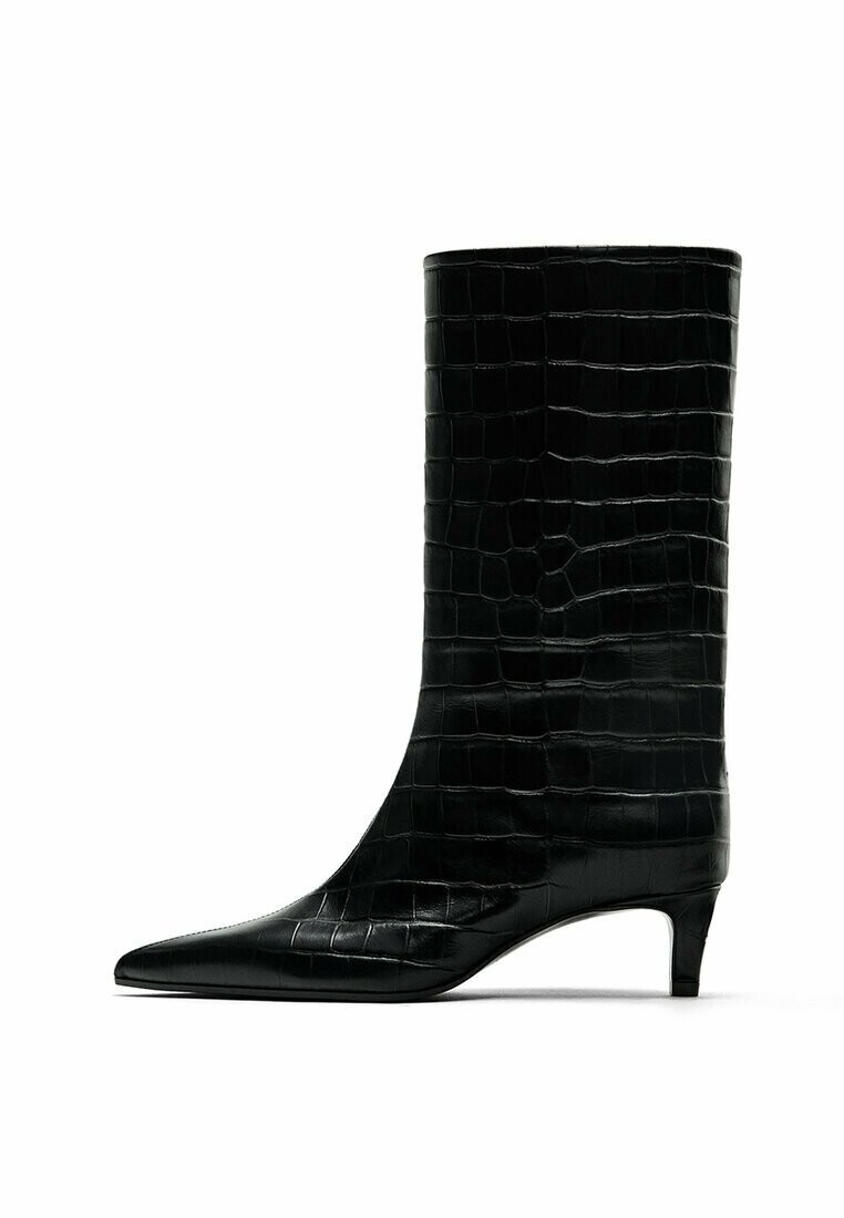 

Высокие сапоги MOCK CROC EMBOSSED Massimo Dutti, черный