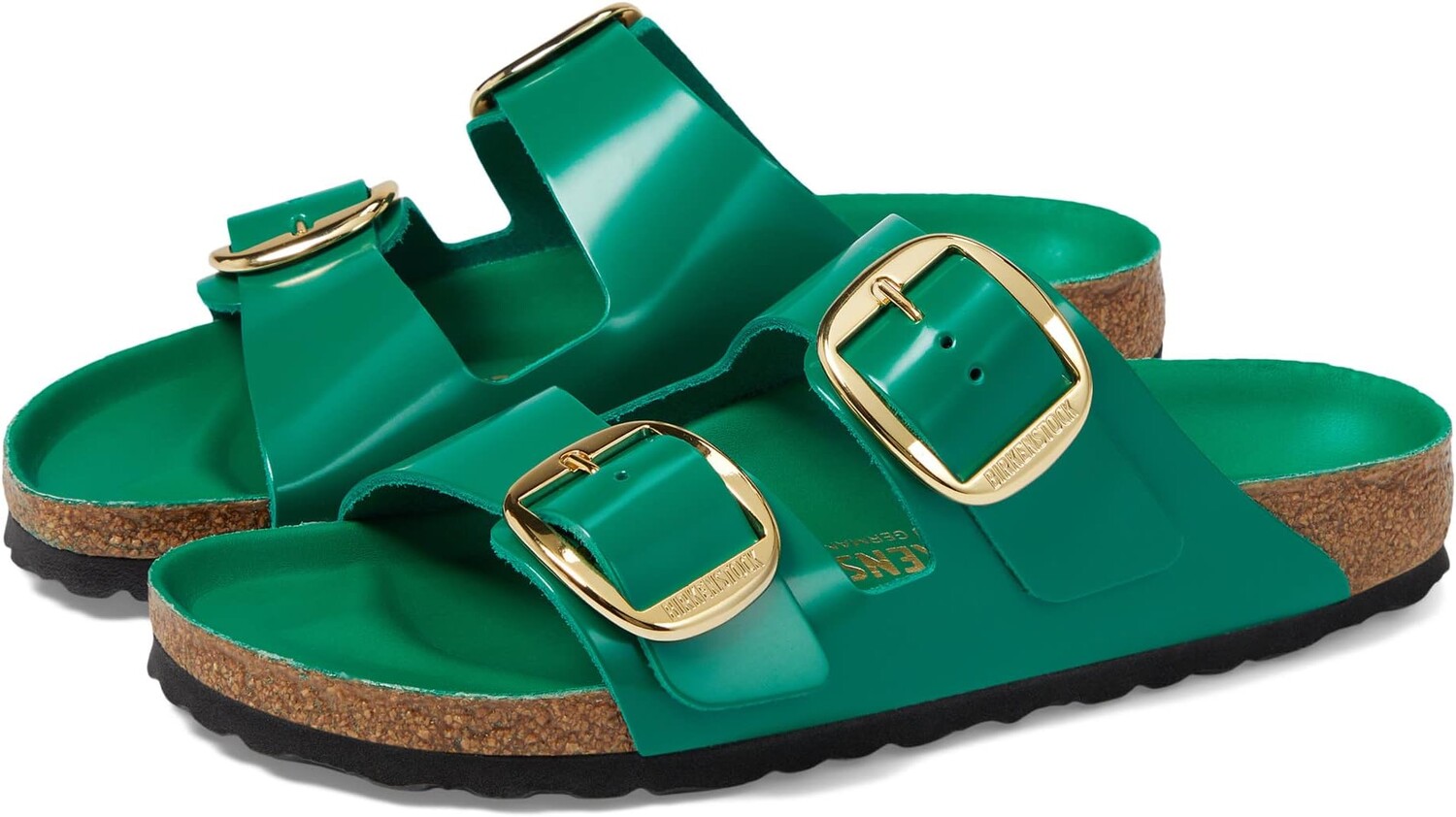 

Сандалии на плоской подошве Arizona Big Buckle High Shine Birkenstock, цвет Digital Green