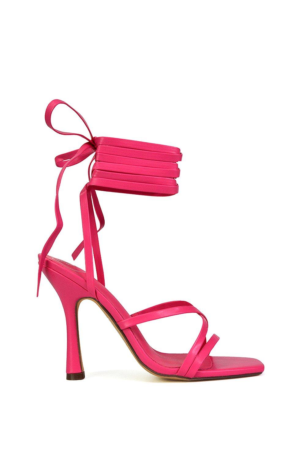 Босоножки 'Kyra' на высоком каблуке-шпильке со шнуровкой и квадратным носком XY London, розовый