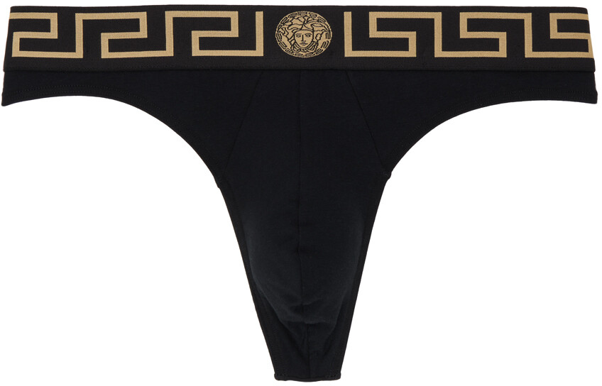 

Черные стринги с каймой Greca Versace Underwear, цвет Black