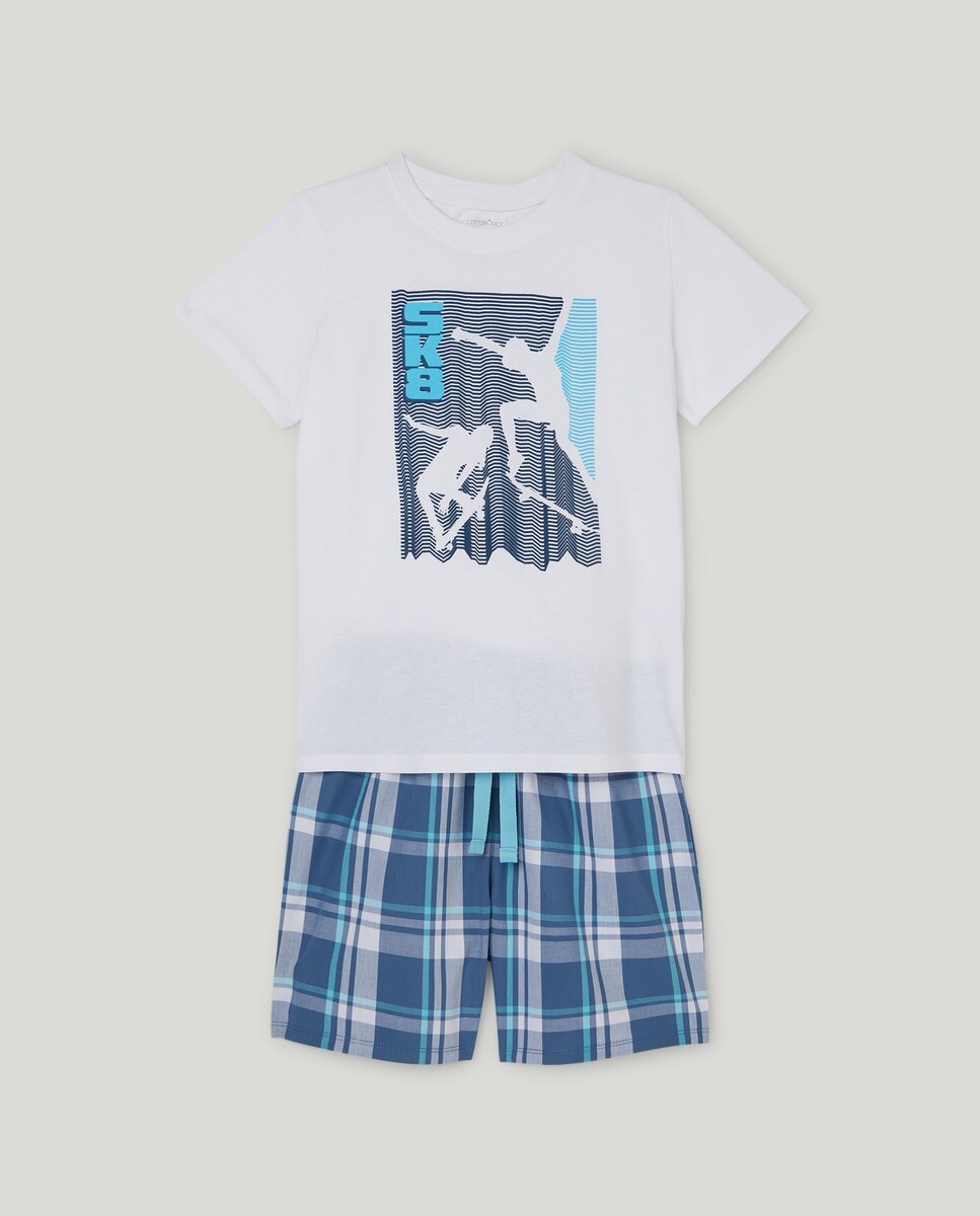 

Короткая пижама для коньков для мальчиков. Cotton Juice, синий