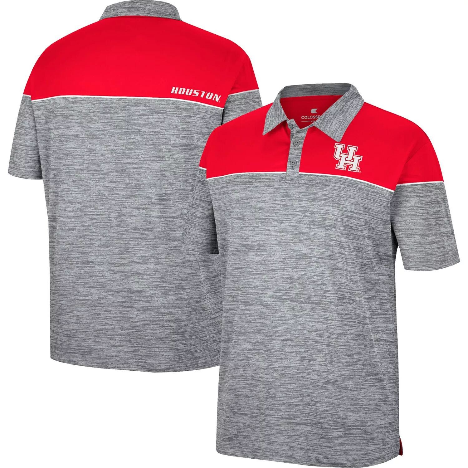 

Мужская футболка-поло Colosseum Heathered серо-красная Houston Cougars Birdie