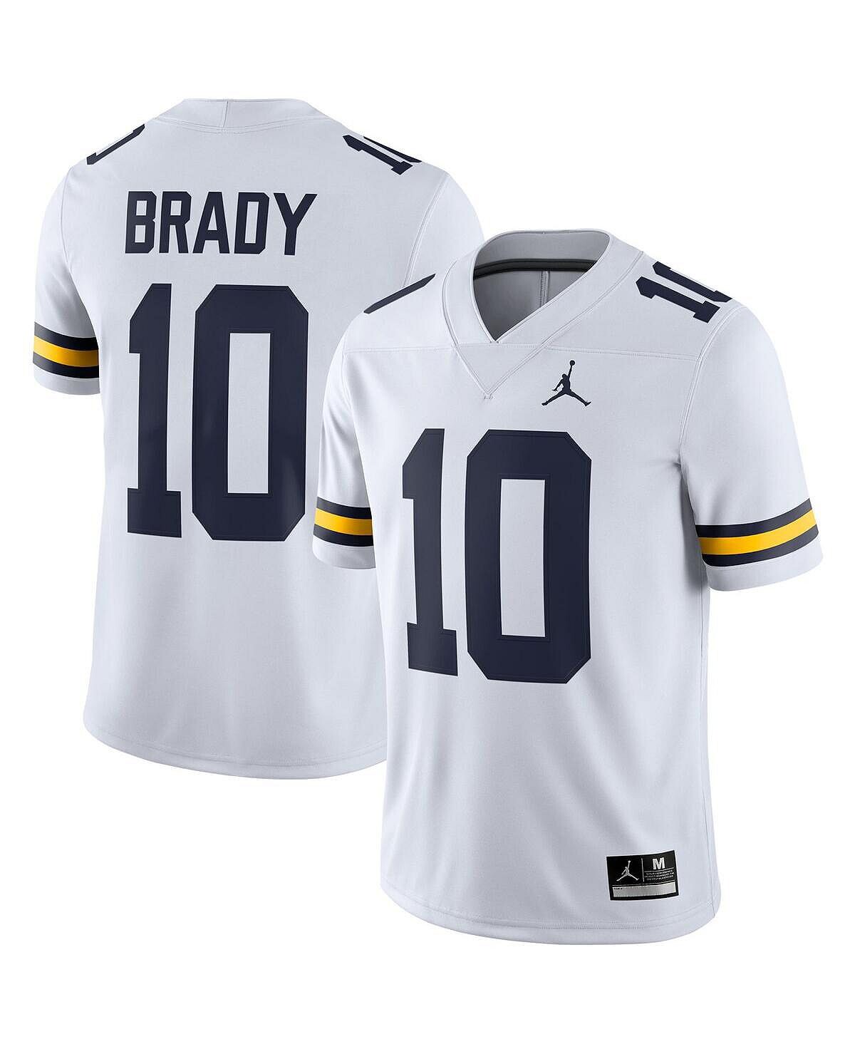 

Мужская футболка бренда Tom Brady White Michigan Wolverines Alumni Game Джерси Jordan
