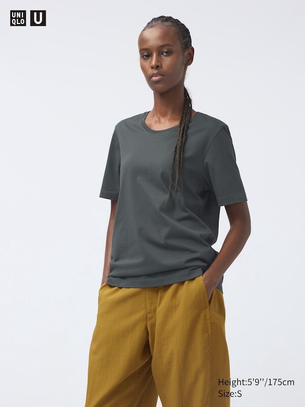 

Хлопчатобумажная футболка с круглым вырезом supima Uniqlo, зеленый