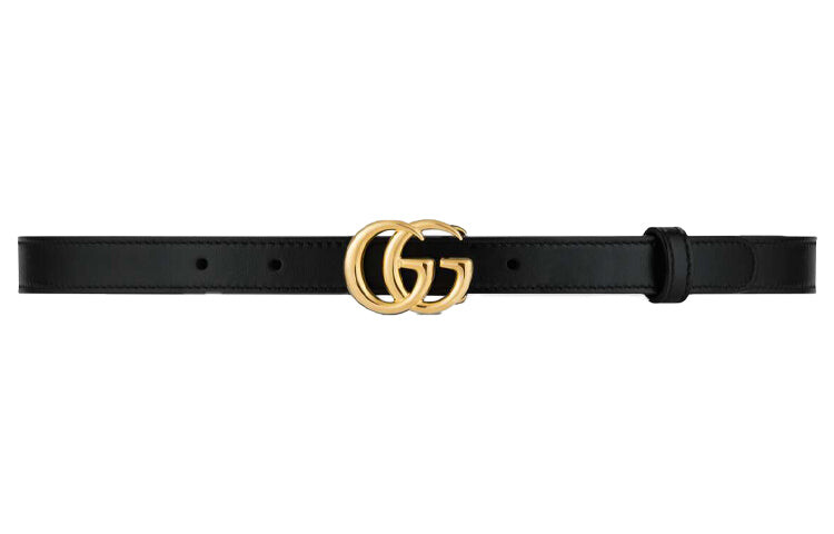 

Ремень Gucci GG Marmont 2см кожаный с блестящей пряжкой, черный/золотистый