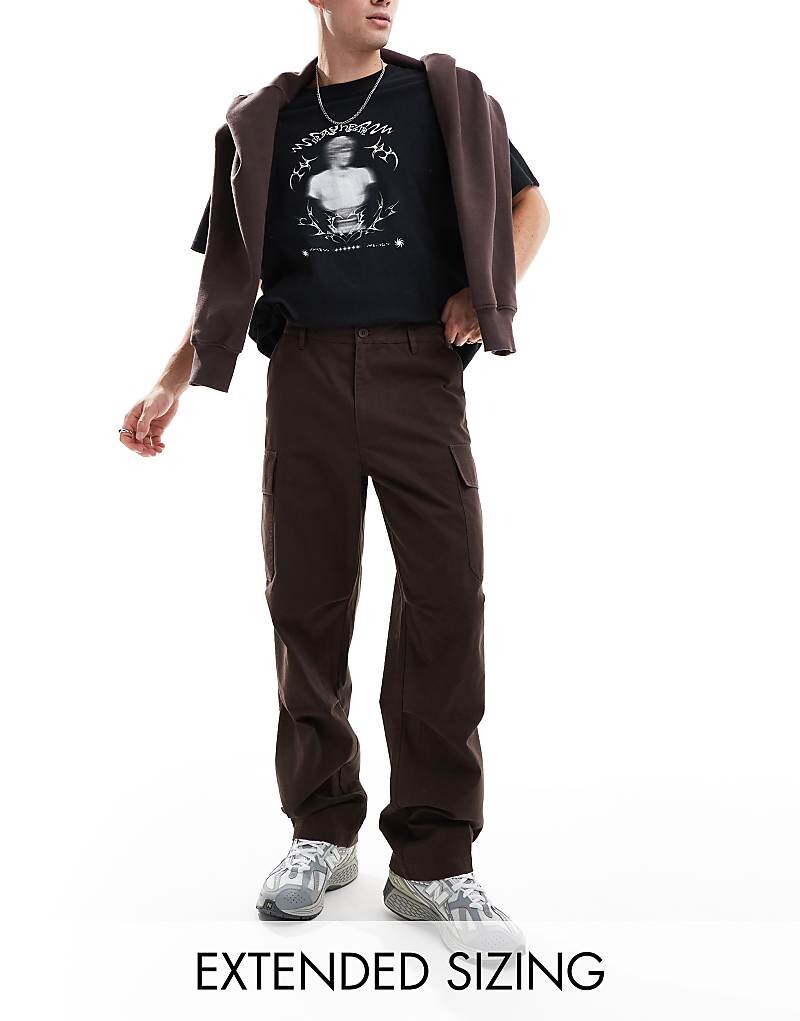 

Коричневые широкие брюки-карго ASOS DESIGN