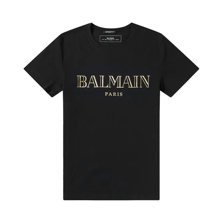 

Футболка Balmain Logo Tonal 'Black/Gold', черный