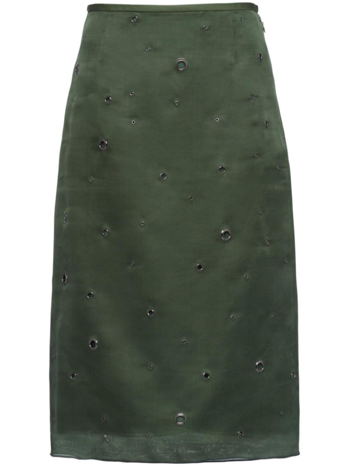 

Prada шелковая юбка миди с люверсами, зеленый
