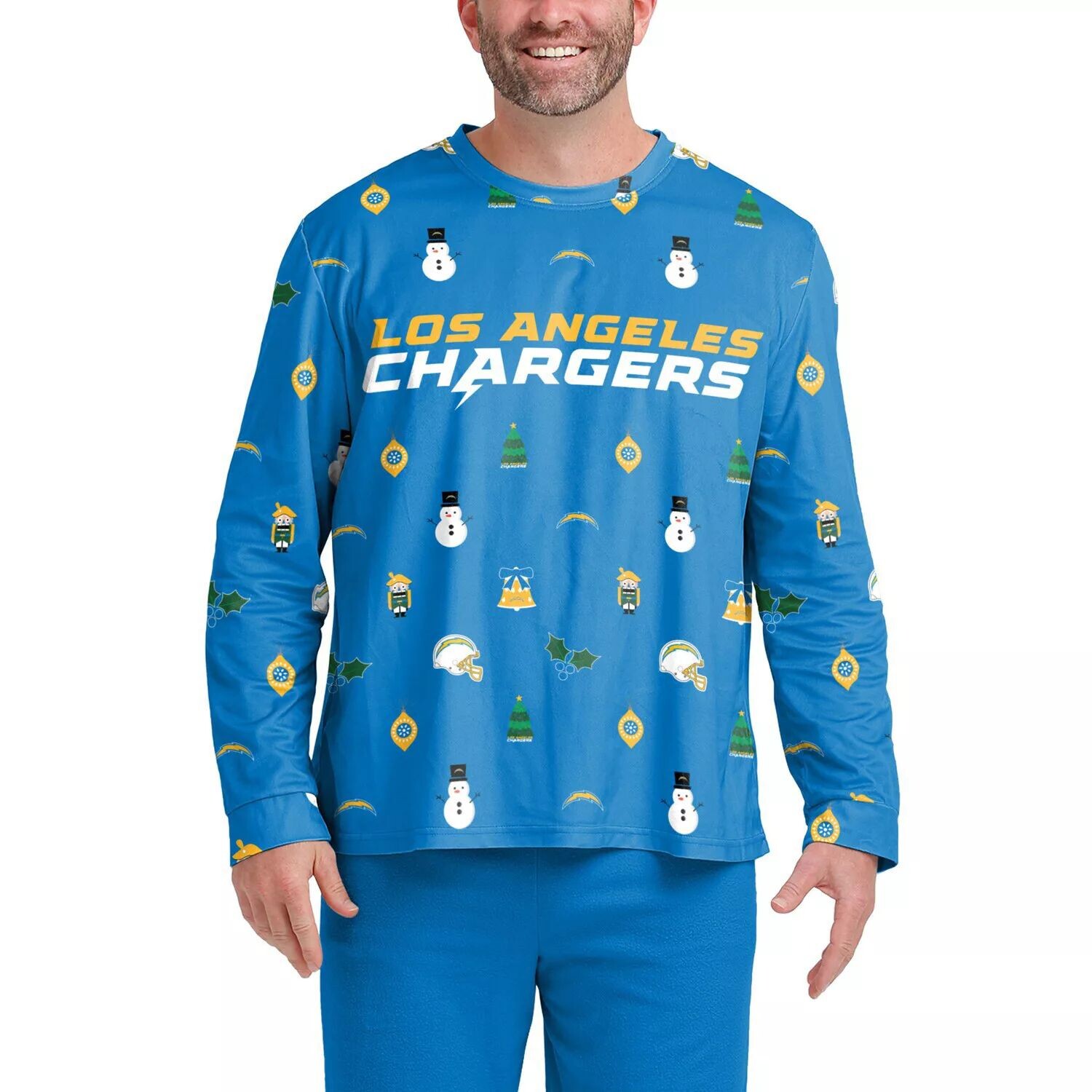 

Мужская футболка FOCO Powder Blue Los Angeles Chargers Ugly Sweater с длинным рукавом