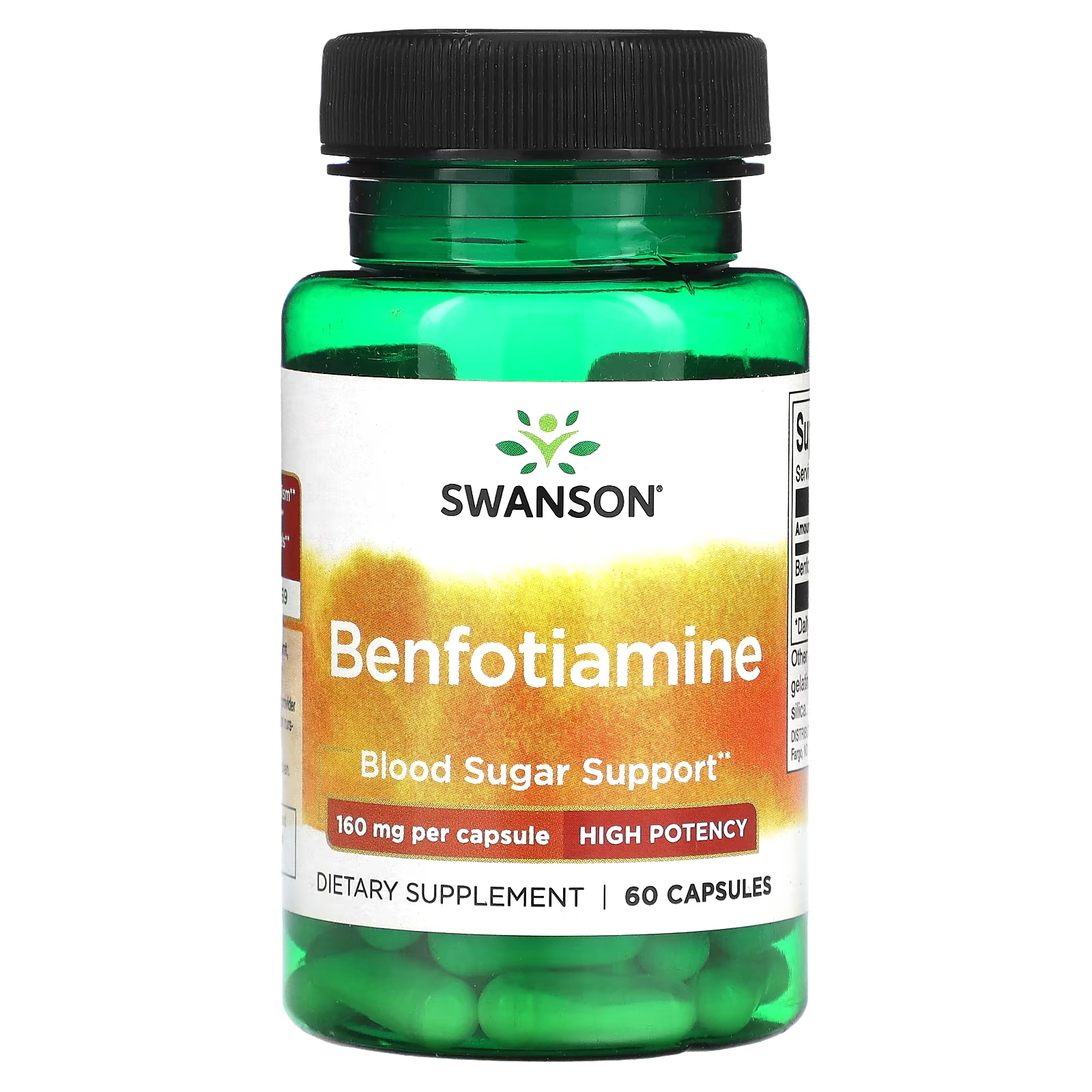 Бенфотиамин высокой эффективности Swanson 160 мг, 60 капсул swanson бенфотиамин 80 мг 120 капсул