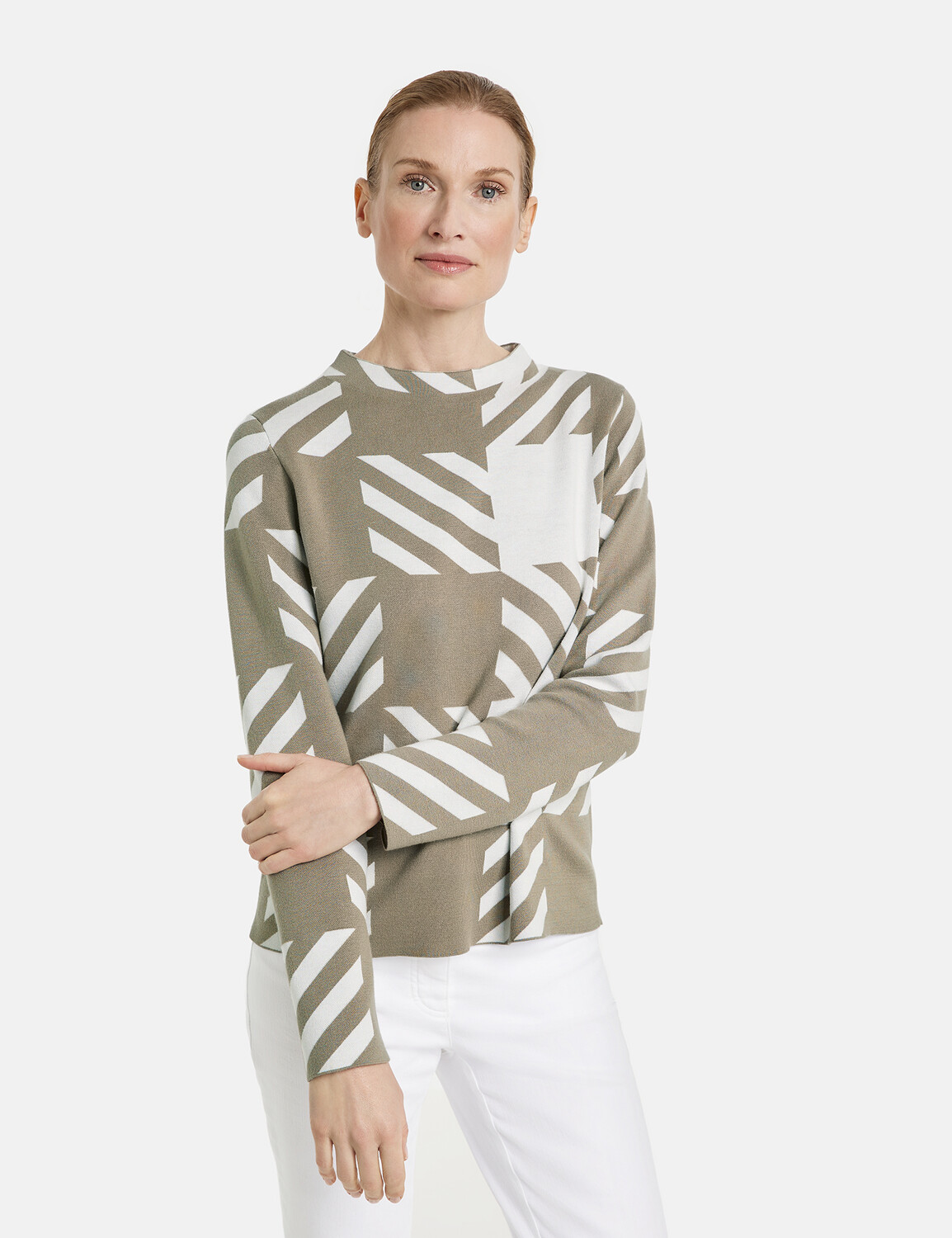 

Свитер Gerry Weber Langarm Turtle, цвет reed/offw.check jacquard