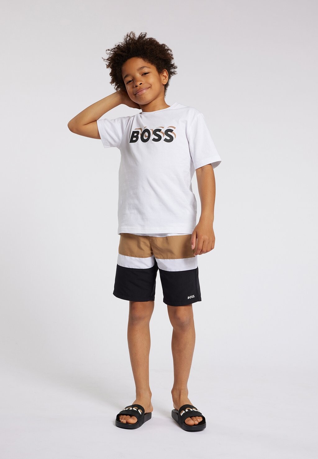 

Футболка с принтом SHORT SLEEVES TEE UNISEX BOSS Kidswear, цвет white