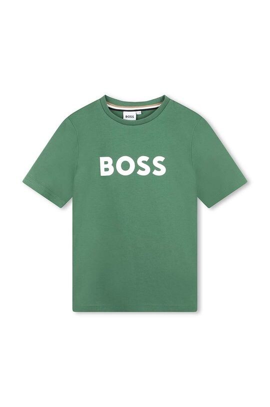 

Boss Детская хлопковая футболка, зеленый
