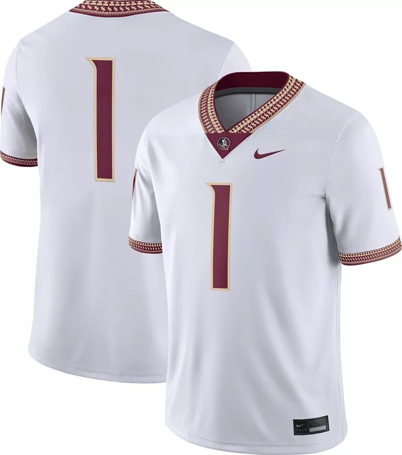

Мужское белое футбольное джерси для выездных игр Nike Florida State Seminoles Dri-FIT