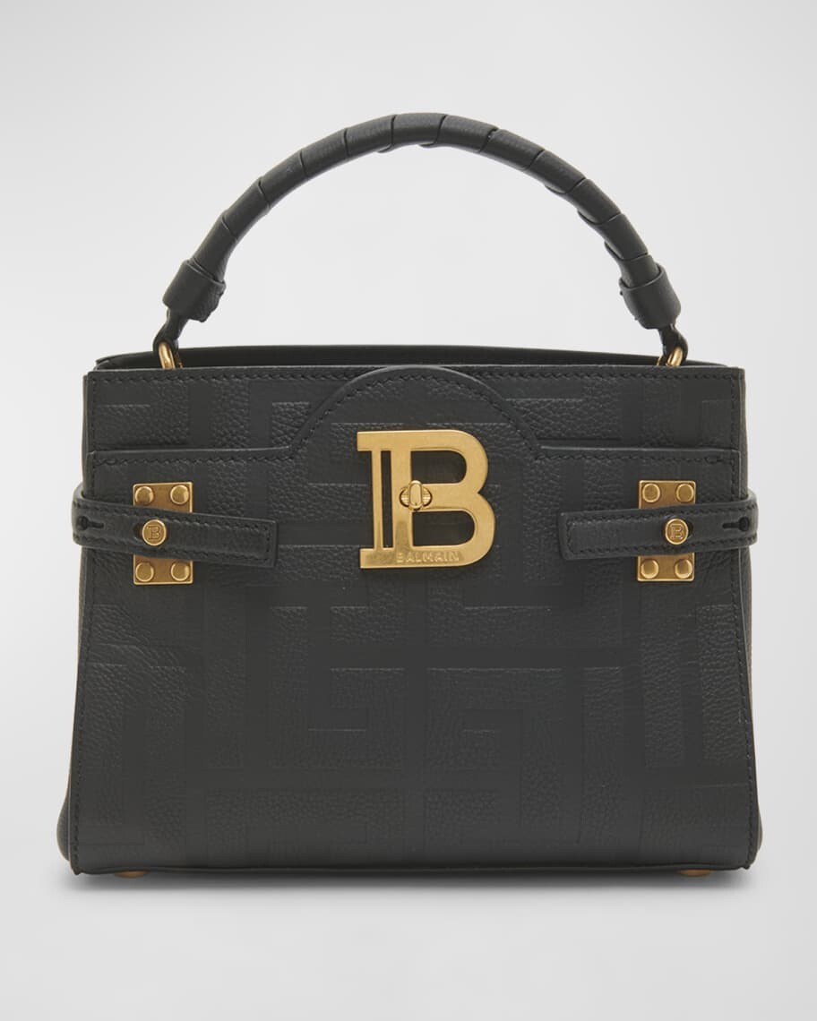 

Кожаная сумка BBuzz 22 с монограммой и ручкой сверху Balmain