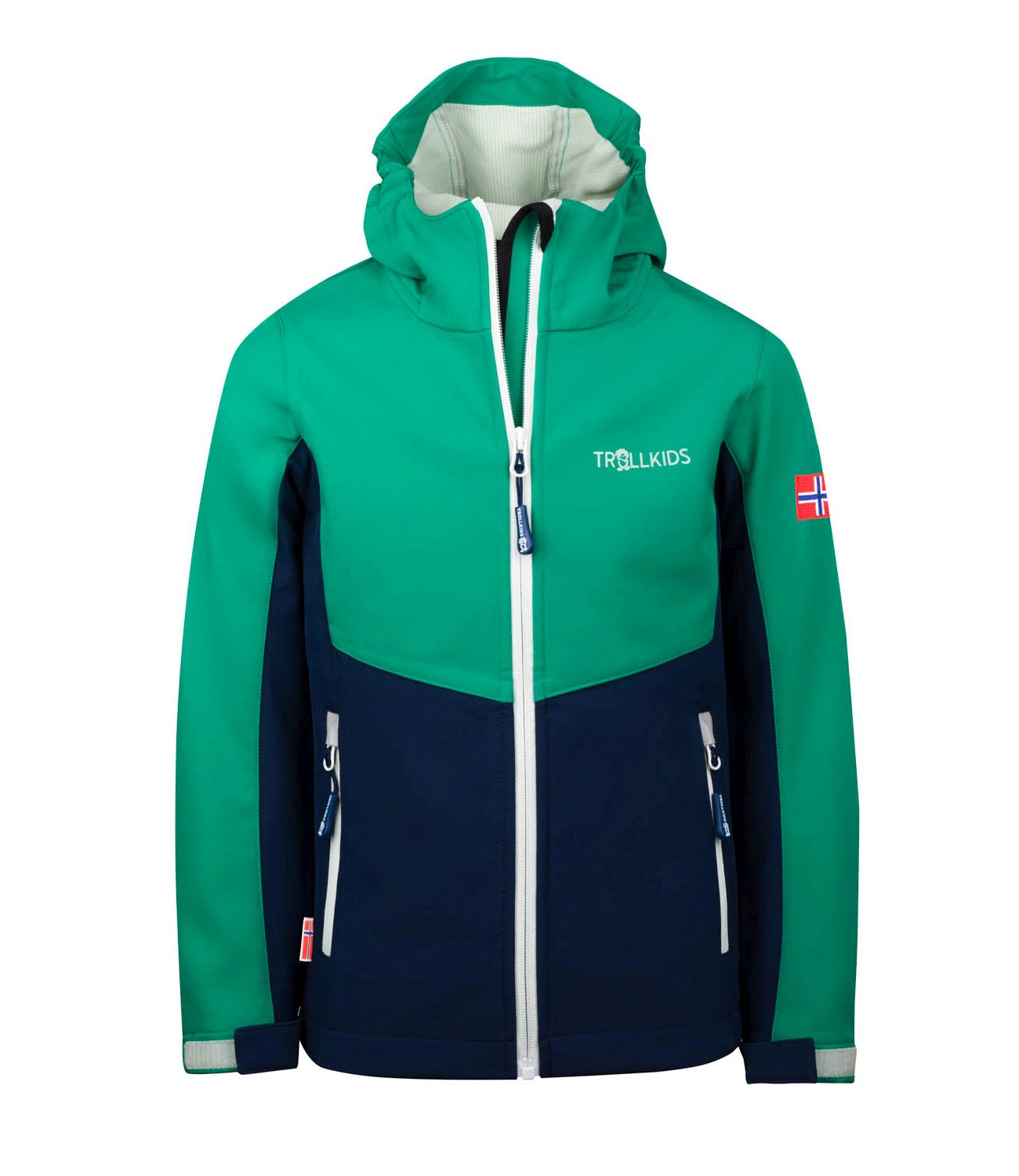 

Куртка софтшелл Trollkids Softhsell Jacke Kristiansand, цвет Pfeffergrün/Marineblau