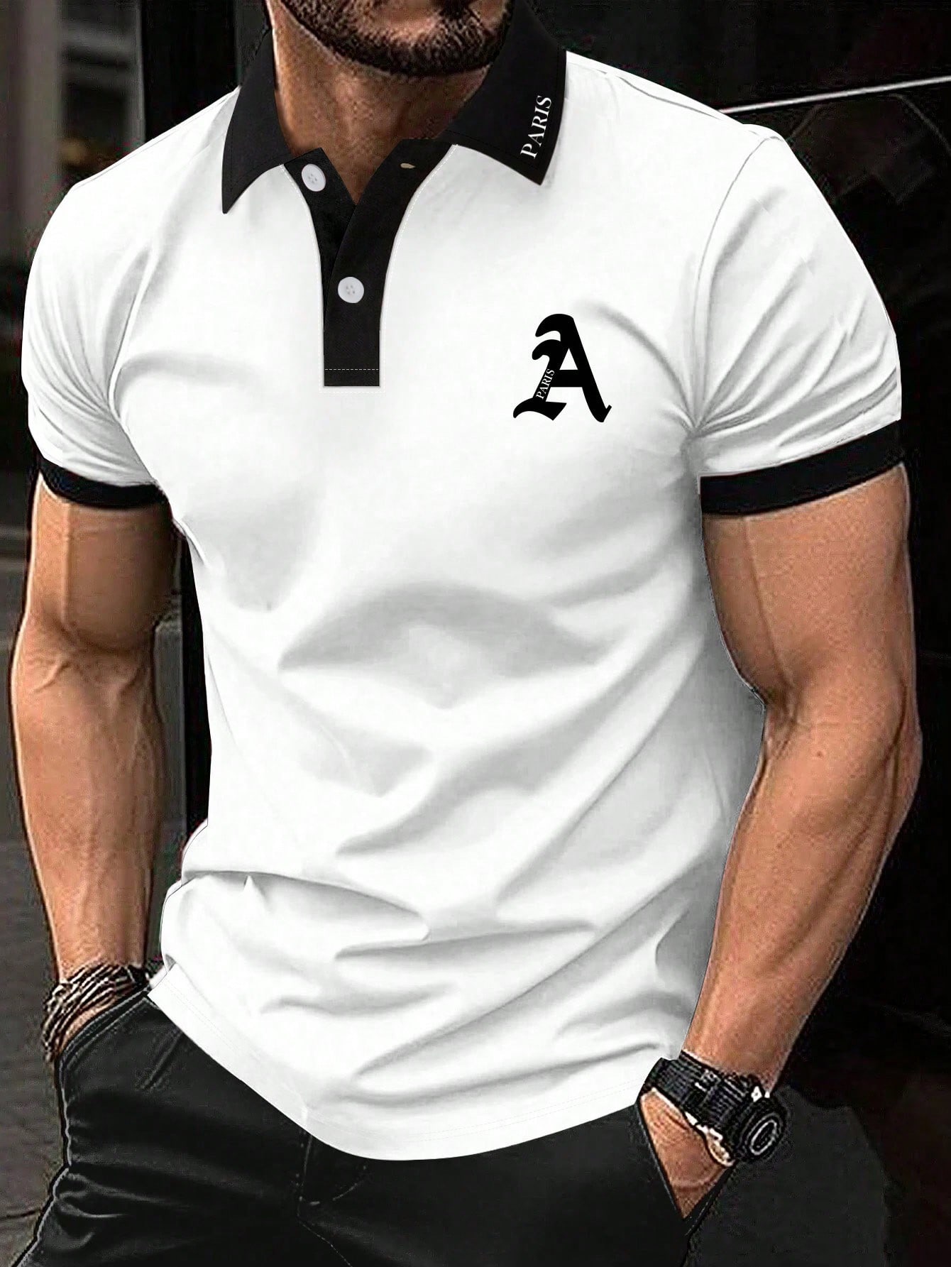 Мужская рубашка поло Manfinity Homme больших размеров с буквенным узором и декором с короткими рукавами, белый