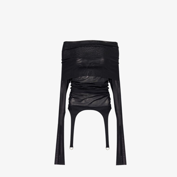 

Топ из эластичной ткани с открытыми плечами и ремешком для чулок Cowboys Of Habit, черный