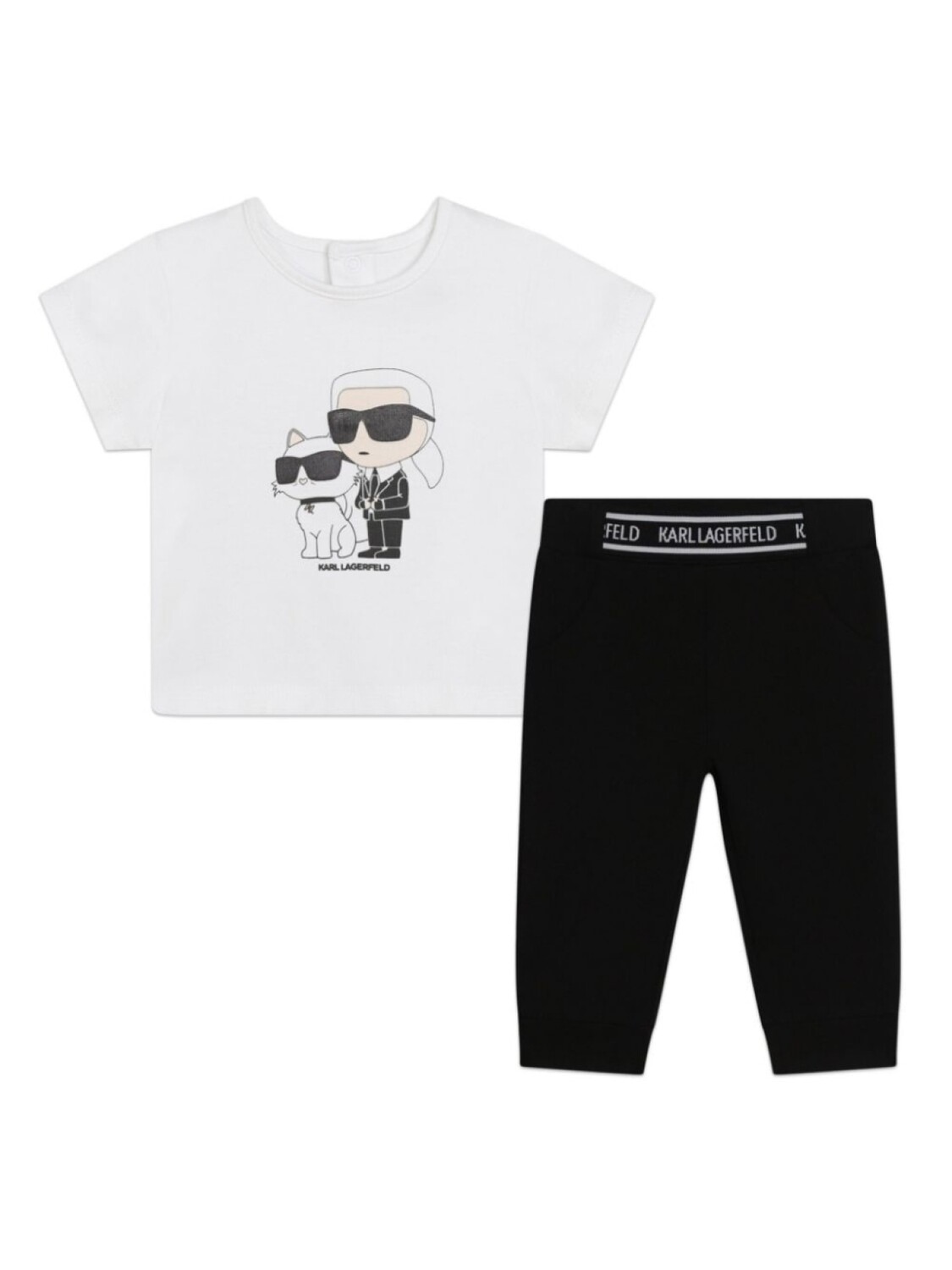 

Karl Lagerfeld Kids комплект из футболки и легинсов с принтом Ikonik Karl And Choupette, белый