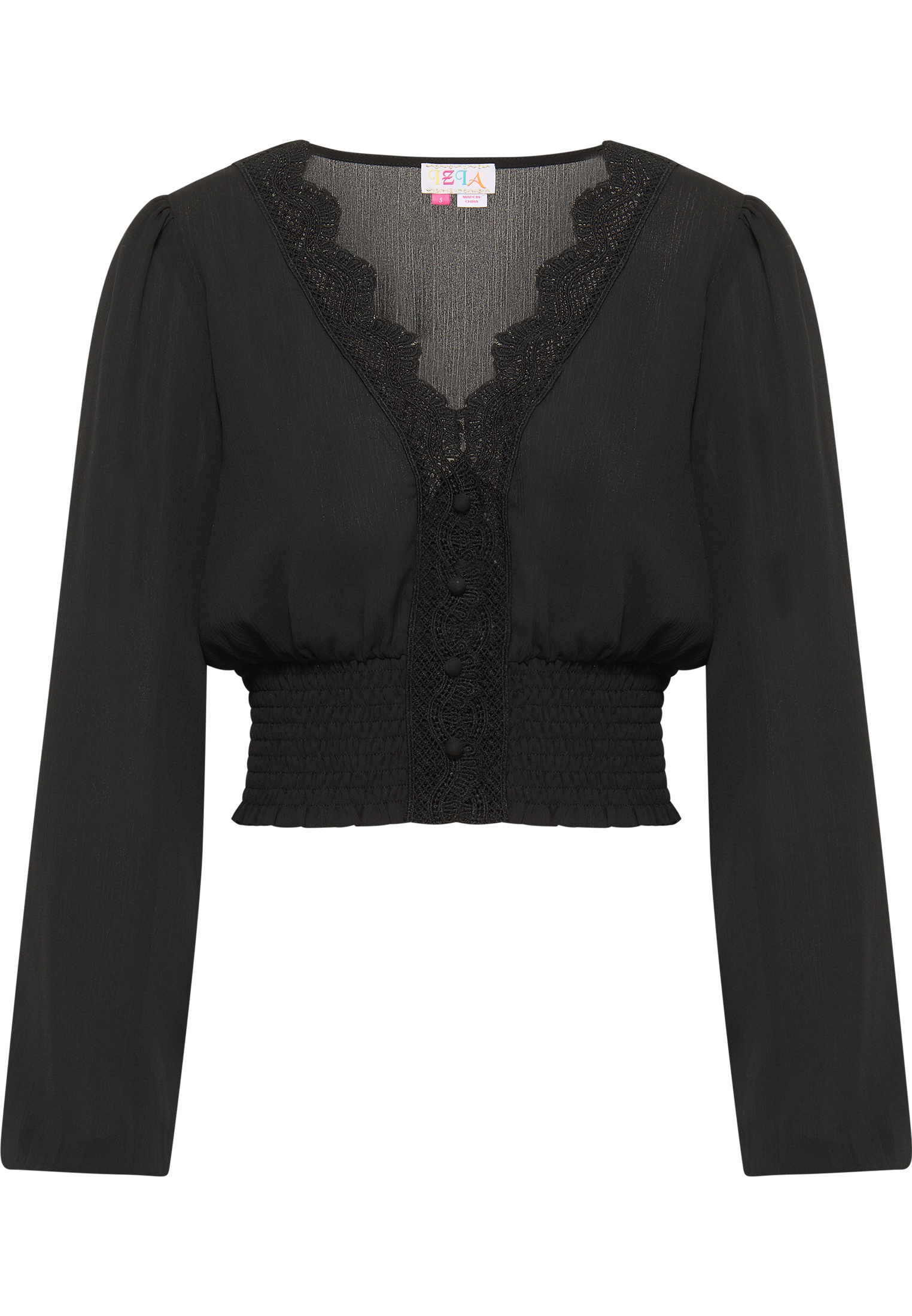 Блуза IZIA Cropped Langarm, черный блуза zara cropped satin черный