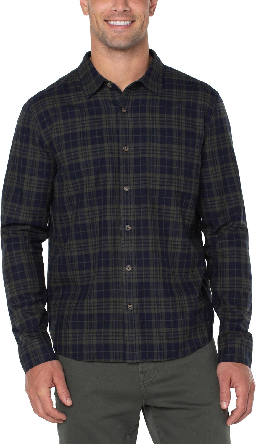 

Куртка Woven Button Up Shirt with Bias Yoke Liverpool Los Angeles, цвет Olive/Navy