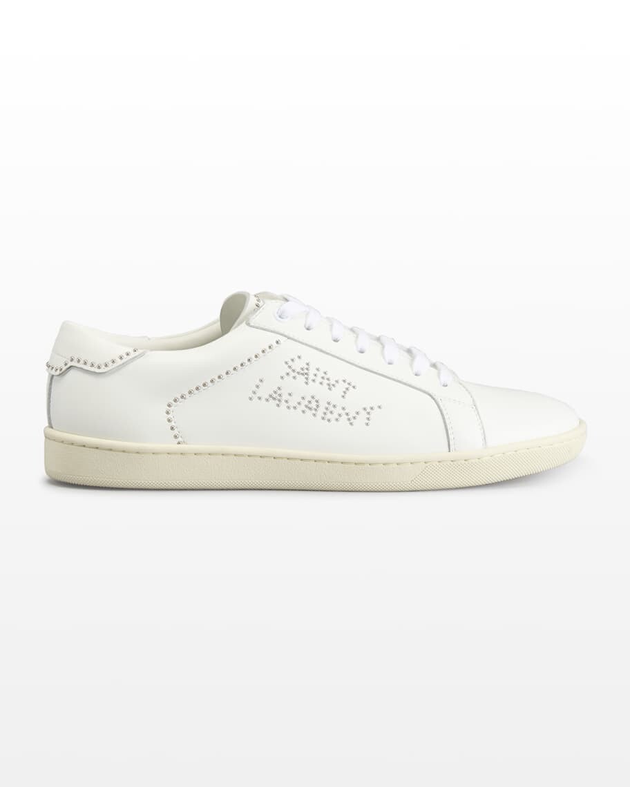 

Кожаные низкие кеды с заклепками с логотипом Saint Laurent