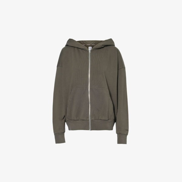 

Толстовка свободного кроя из хлопкового джерси на молнии Lounge Underwear, цвет espresso