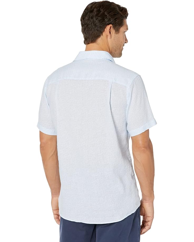 Рубашка David Donahue Short Sleeve Shirt, цвет White/Sky