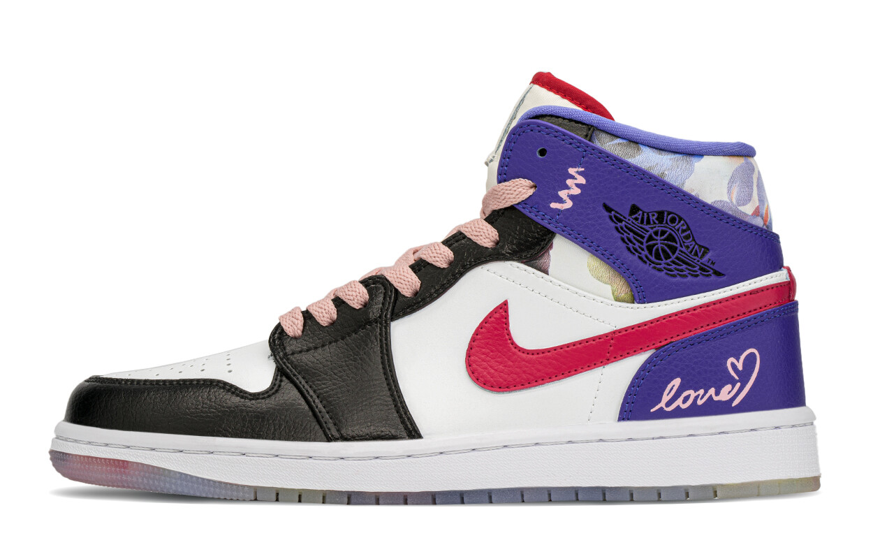 

Кроссовки Air Jordan 1 Vintage Basketball Shoes Women's Mid-top Black/pink, черный/розовый