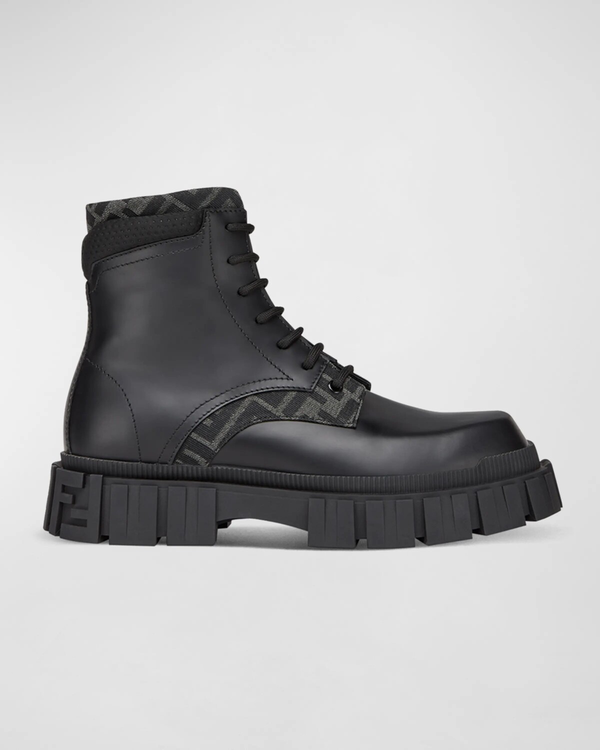 

Мужские кожаные армейские ботинки Force FF с выступами на подошве Fendi, цвет Black/Grey