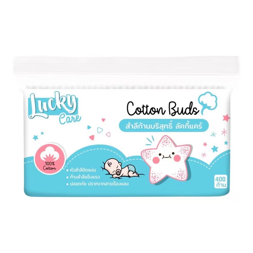 

Lucky Пакетик с ватными палочками Care 400шт, White