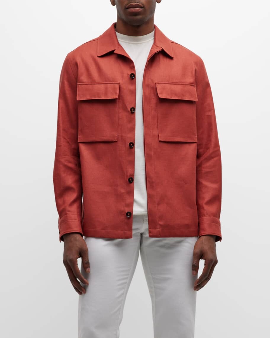 

Мужская льняная верхняя рубашка с планкой ZEGNA