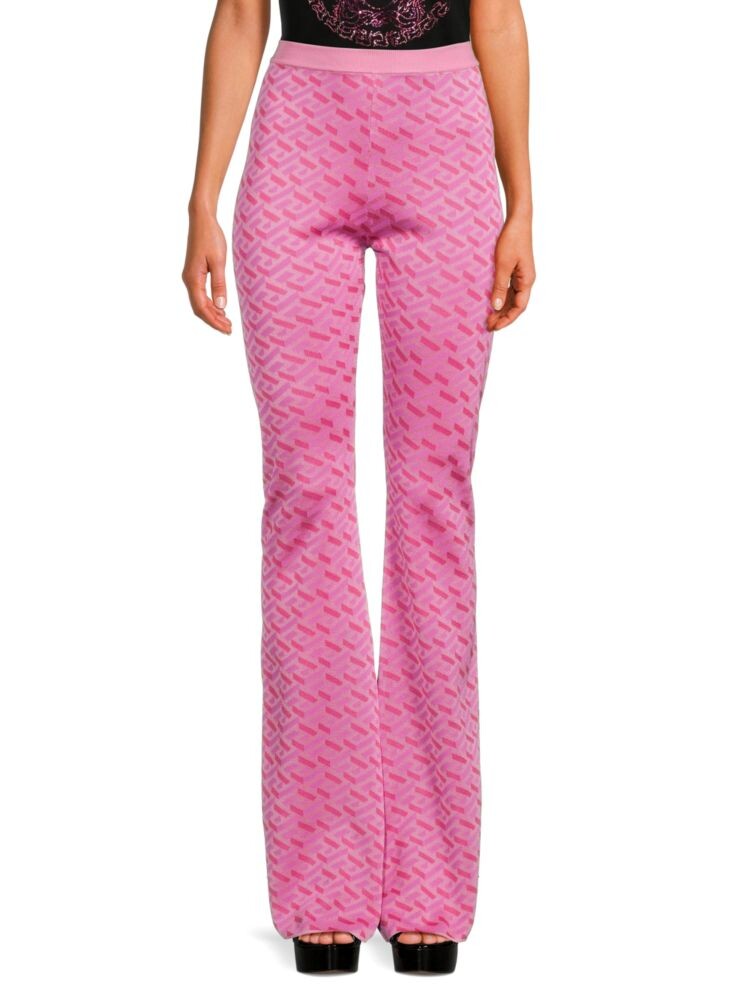 

Брюки Bootcut с высокой талией La Greca из смесового шелка Versace, розовый