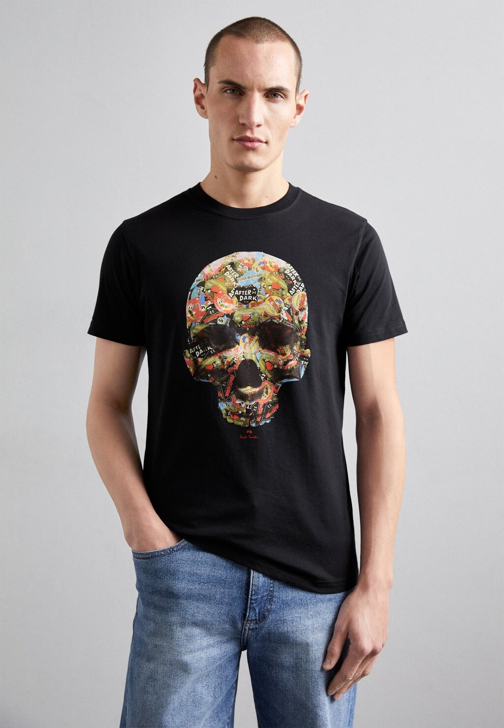 

Футболка с принтом MENS SLIM FIT SKULL STICKER PS Paul Smith, черный