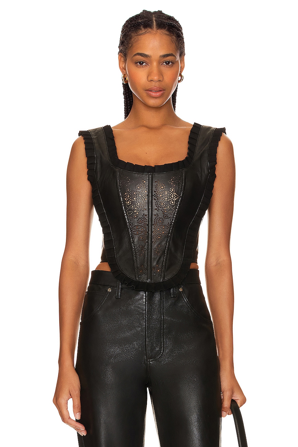Топ Understated Leather Roxanne Corset, черный classic leather pu zipper corset palace corset tailored clothes corset
